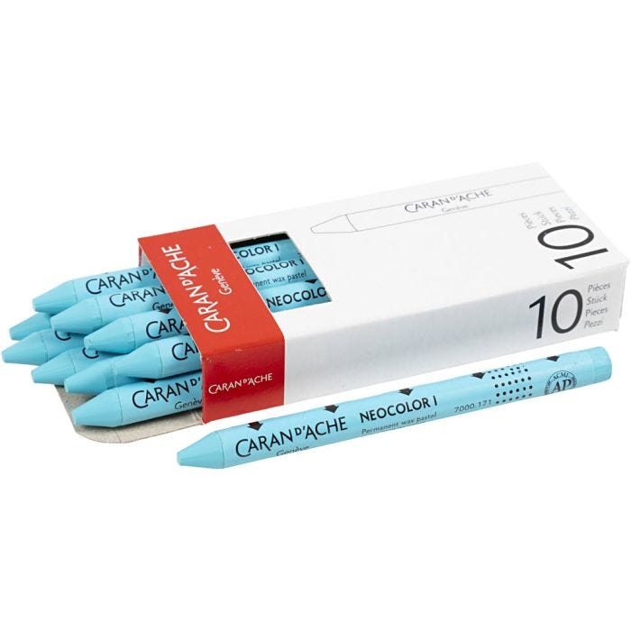 CARAN D’ACHE Neocolor I, L: 10 cm, tykkelse 8,5 mm, turquoise blue (171), 10 stk./ 1 pk.
