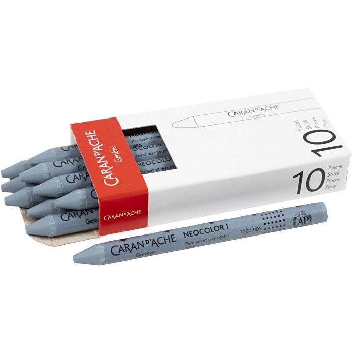 CARAN D’ACHE Neocolor I, L: 10 cm, tykkelse 8,5 mm, grey (005), 10 stk./ 1 pk.