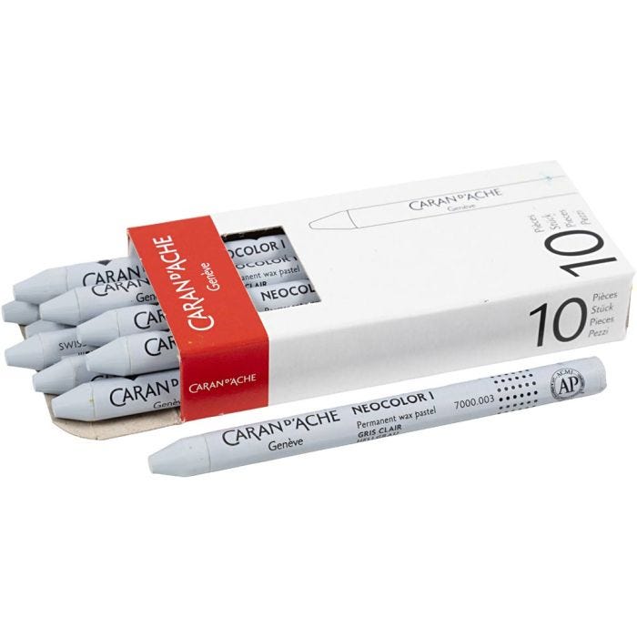 CARAN D’ACHE Neocolor I, L: 10 cm, tykkelse 8,5 mm, light grey (003), 10 stk./ 1 pk.