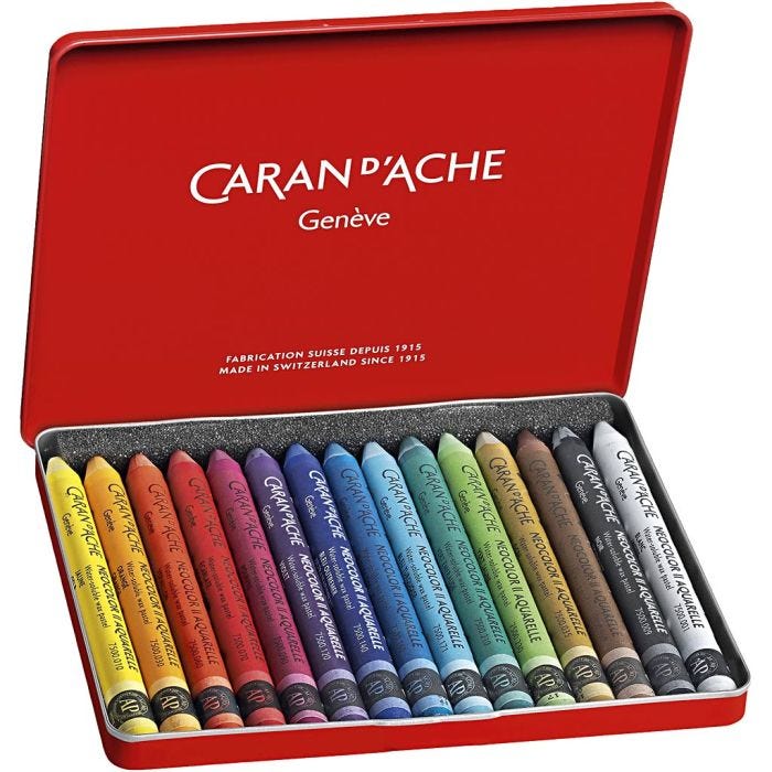 CARAN D’ACHE Neocolor II, L: 10 cm, tykkelse 8,5 mm, ass. farger, 15 stk./ 1 pk.