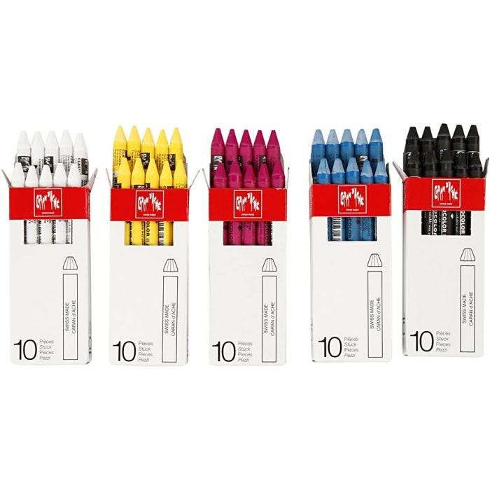 CARAN D’ACHE Neocolor II, L: 10 cm, tykkelse 8,5 mm, ass. farger, 5x10 stk./ 1 pk.