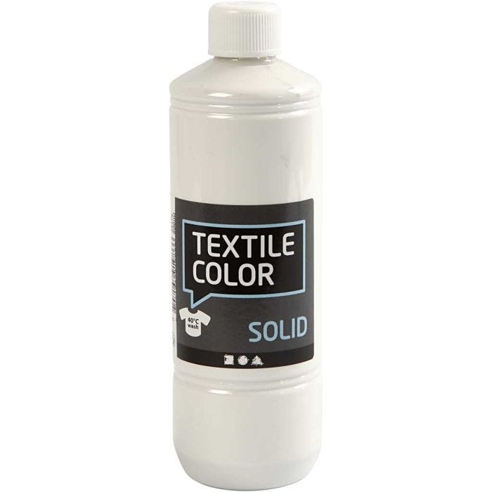 Tekstilfarge, dekkende, dekk hvit, 500 ml/ 1 fl.