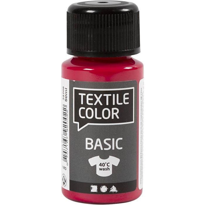 Tekstilfarge, primær rød, 50 ml/ 1 fl.