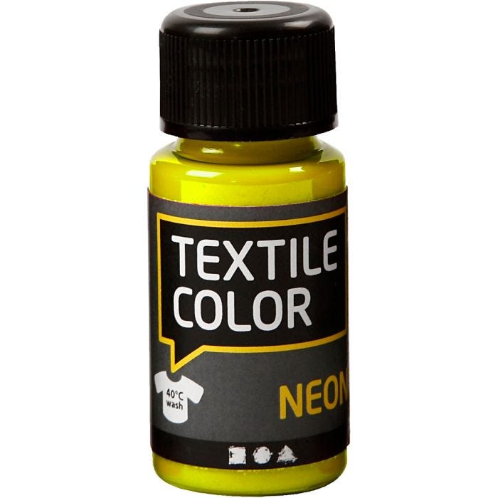 Tekstilfarge, neon gul, 50 ml/ 1 fl.