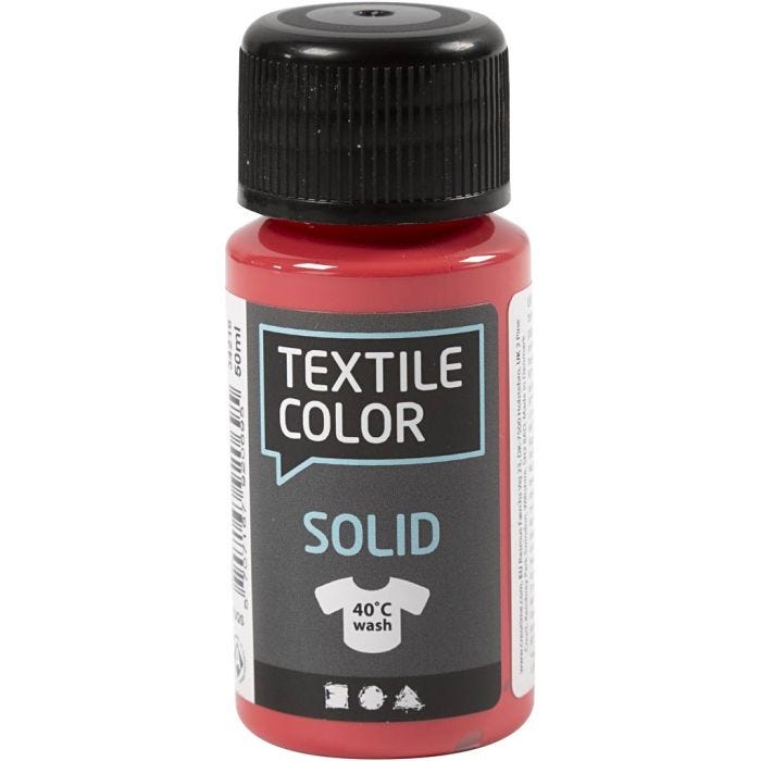 Textil Solid, dekkende, rød, 50 ml/ 1 fl.