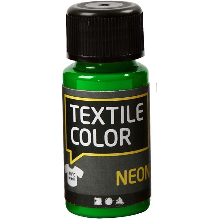 Tekstilfarge, neon grønn, 50 ml/ 1 fl.
