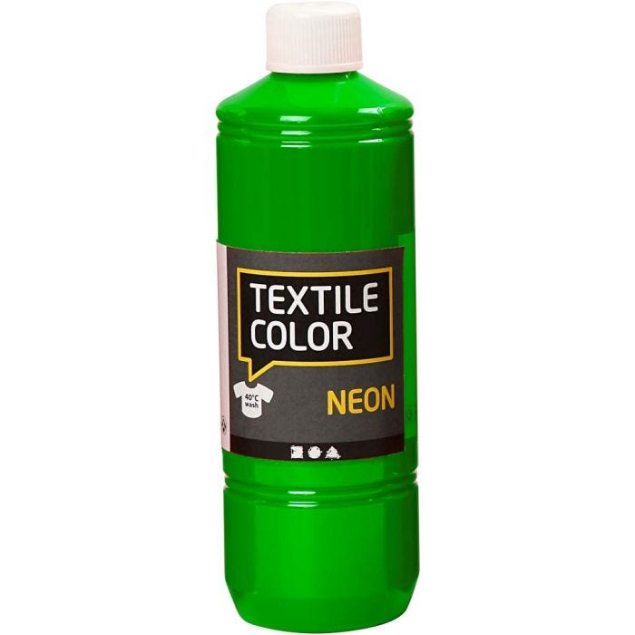 Tekstilfarge, neon grønn, 500 ml/ 1 fl.
