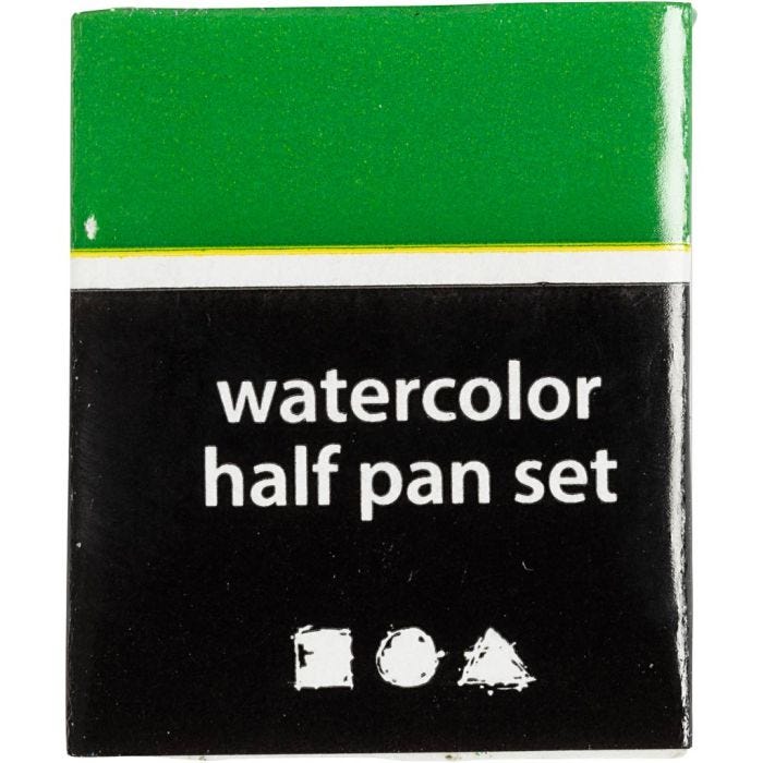 Art Akvarellfarger, ½-pan, str. 10x15x20 mm, klar grønn, 1 stk.
