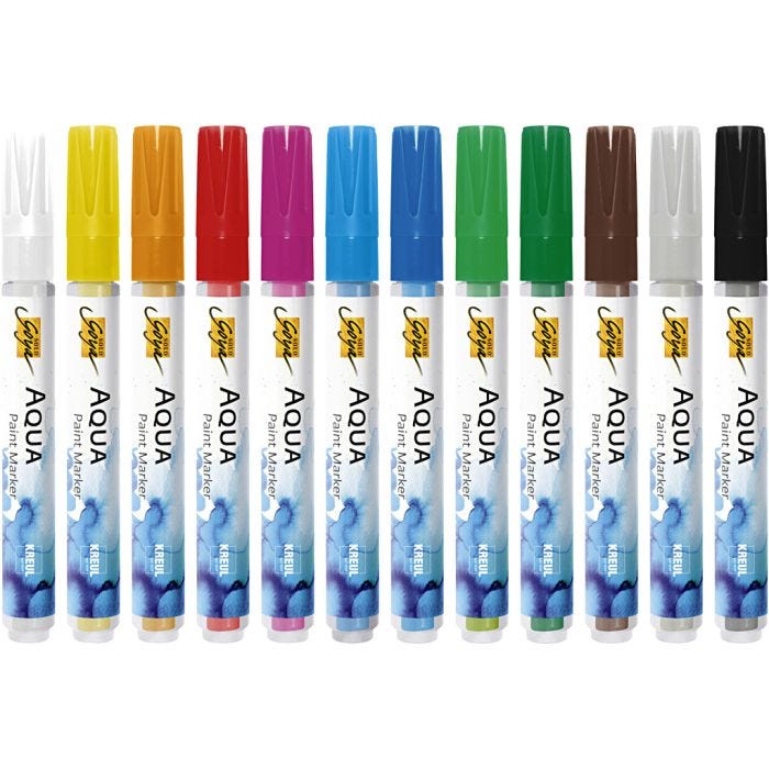 SOLO GOYA Aqua Paint Marker , ass. farger, 12 stk./ 1 pk.