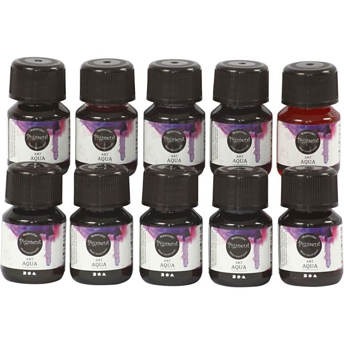 Flytende Akvarellmaling, ass. farger, 10x30 ml/ 1 pk.