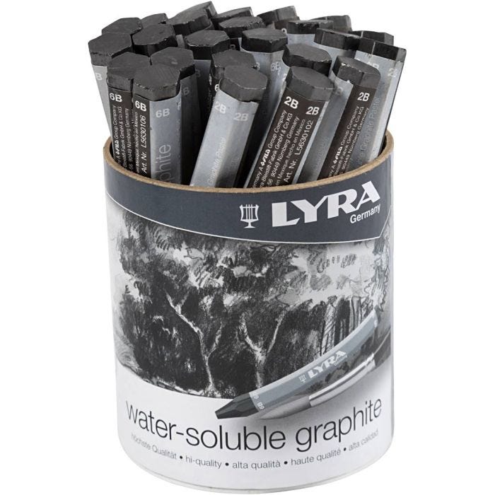Grafitt akvarellstifter, L: 6,5 cm, 24 stk./ 1 pk.