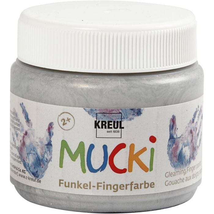Mucki Fingermaling, metallsølv, 150 ml/ 1 boks