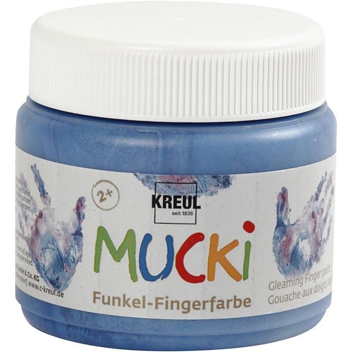 Mucki Fingermaling, metallic blå, 150 ml/ 1 boks