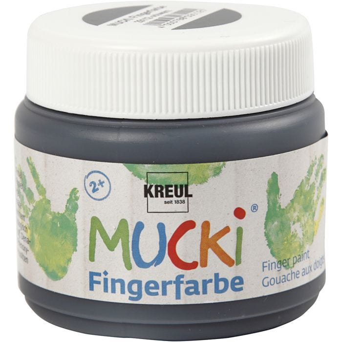 Mucki Fingermaling, svart, 150 ml/ 1 boks