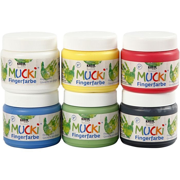 Mucki Fingermaling, ass. farger, 6x150 ml/ 1 pk.