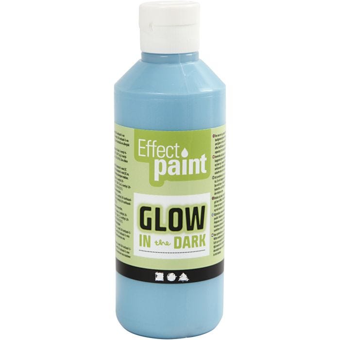 Selvlysende Maling, fluorescerende lys blå, 250 ml/ 1 fl.