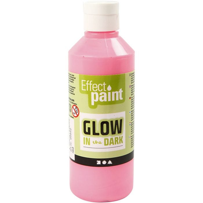 Selvlysende Maling, fluorescerende lys rød, 250 ml/ 1 fl.