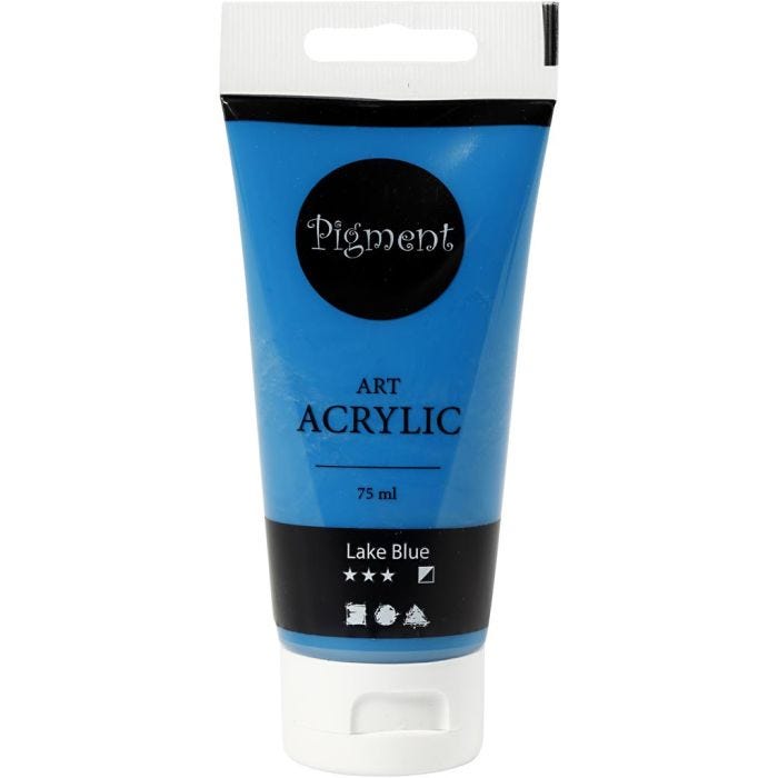 Akrylmaling, halvblank, semi opaque, lake blue, 75 ml/ 1 fl.