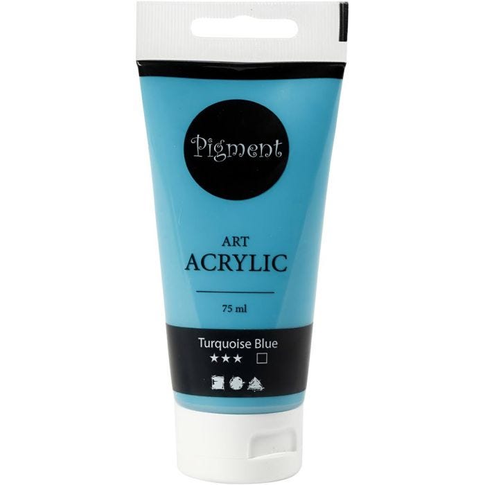 Akrylmaling, halvblank, dekkende, turquoise blue, 75 ml/ 1 fl.