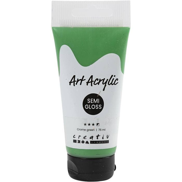 Akrylmaling, halvblank, semi opaque, crome green, 75 ml/ 1 fl.