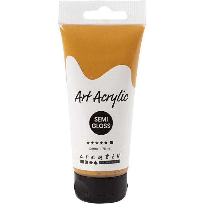 Akrylmaling, halvblank, dekkende, oker, 75 ml/ 1 fl.