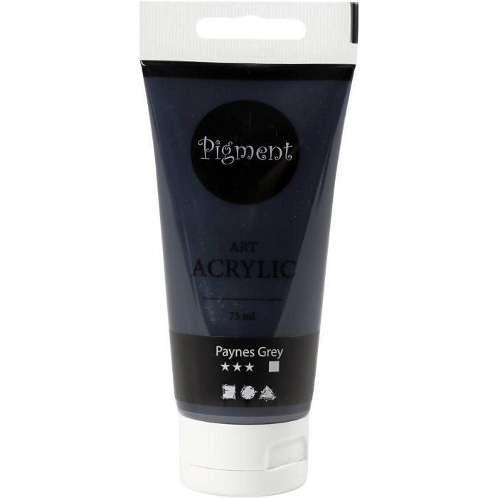 Akrylmaling, halvblank, transparent, paynes grey, 75 ml/ 1 fl.