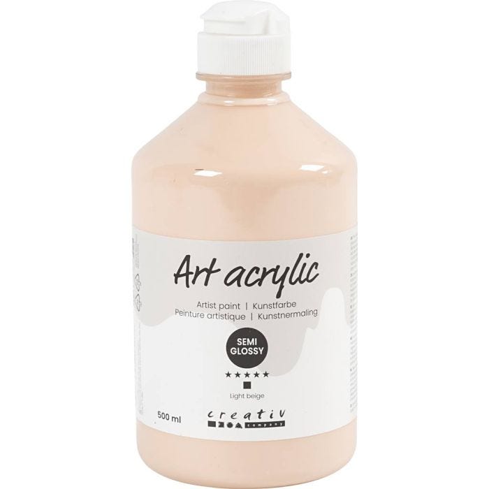 Akrylmaling, halvblank, dekkende, lys pulver, 500 ml/ 1 fl.