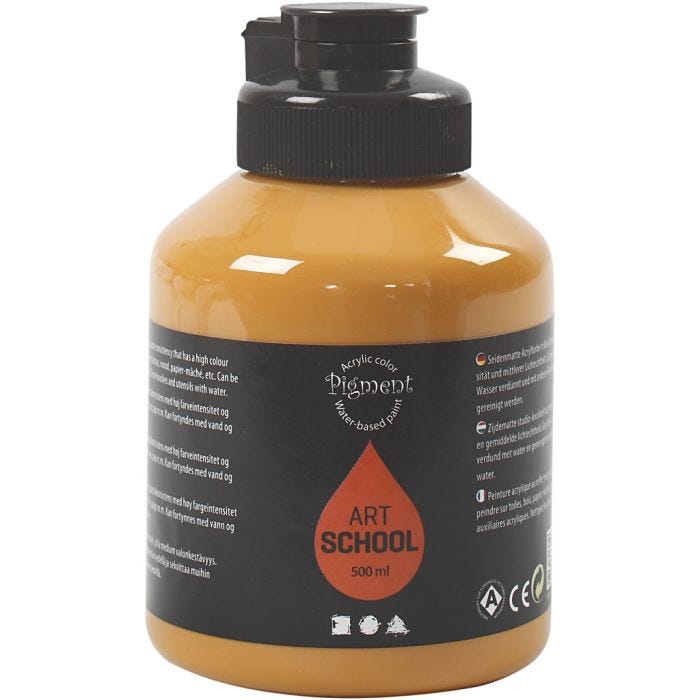 Akrylmaling, halvblank, dekkende, oker, 500 ml/ 1 fl.