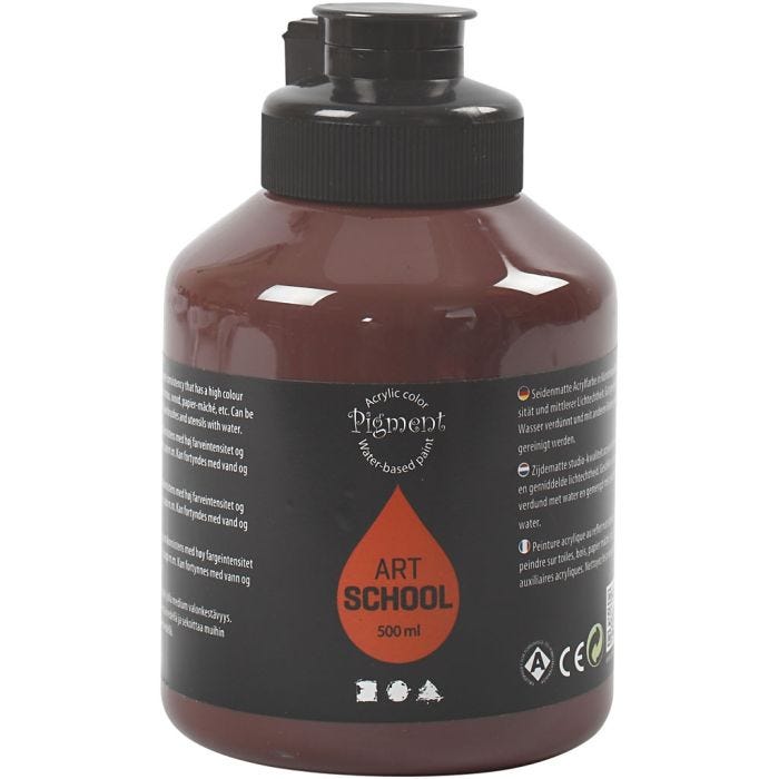 Akrylmaling, halvblank, dekkende, burnt umber, 500 ml/ 1 fl.