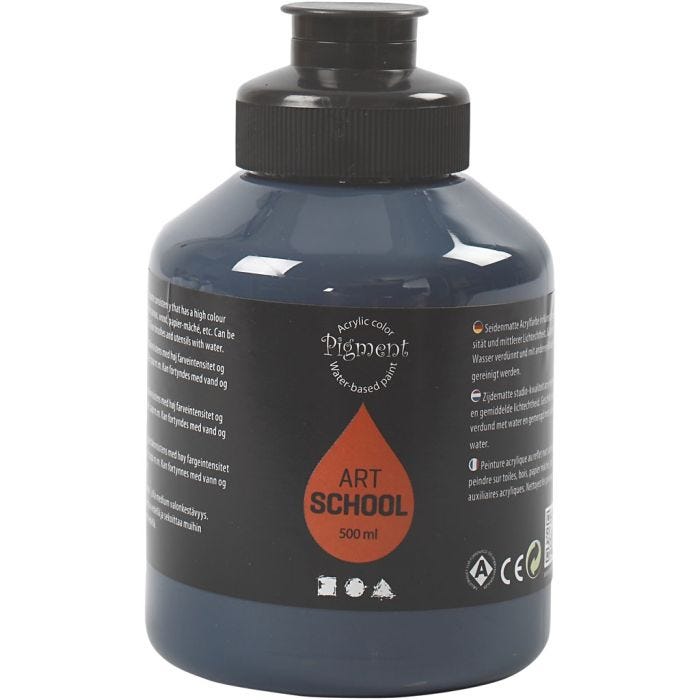 Akrylmaling, halvblank, dekkende, indigo, 500 ml/ 1 fl.