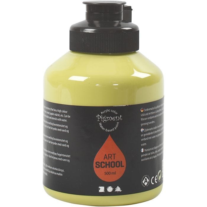 Akrylmaling, halvblank, semi transparent, kiwi, 500 ml/ 1 fl.