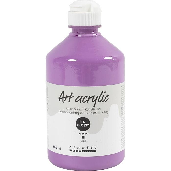 Akrylmaling, halvblank, dekkende, lilla, 500 ml/ 1 fl.