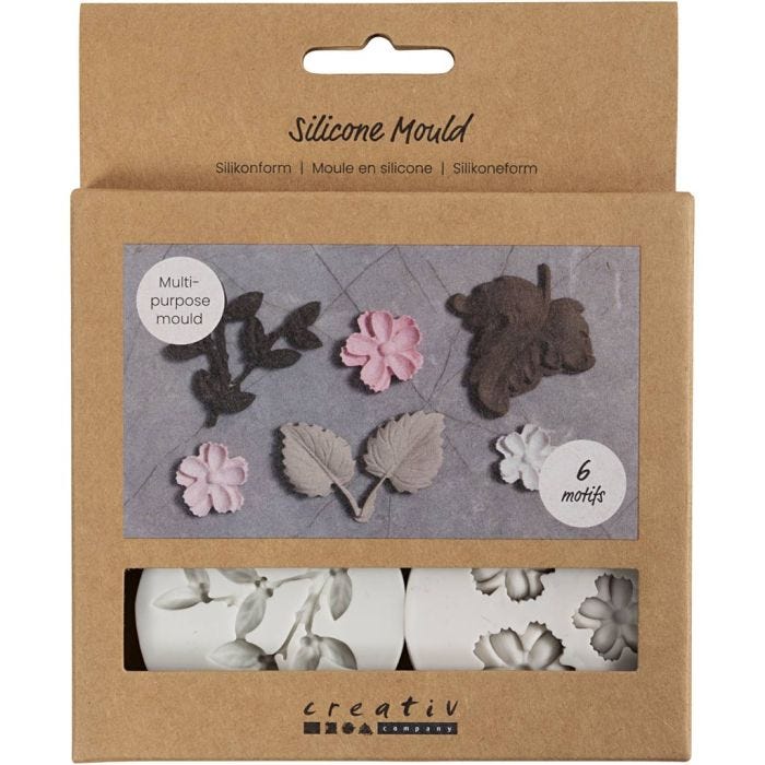 Silikonform, Blader og blomster, H: 0,5 cm, L: 1,8-4,5 cm, 4 stk./ 1 stk.