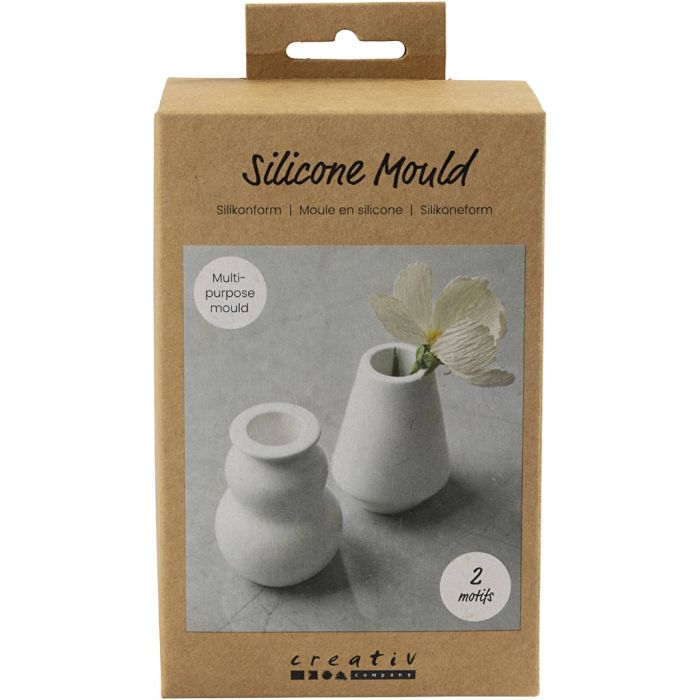 Silikonform, Vase og lysholder, H: 7,5 cm, dia. 5,5 cm, matt transparent, 2 stk./ 1 pk.