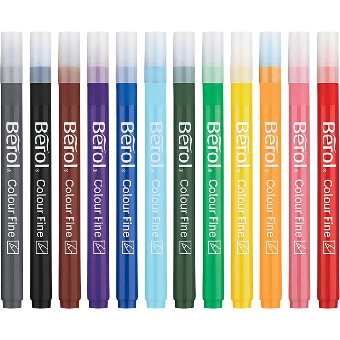 Berol Colourfine, strek 0,6 mm, ass. farger, 12 stk./ 1 pk.