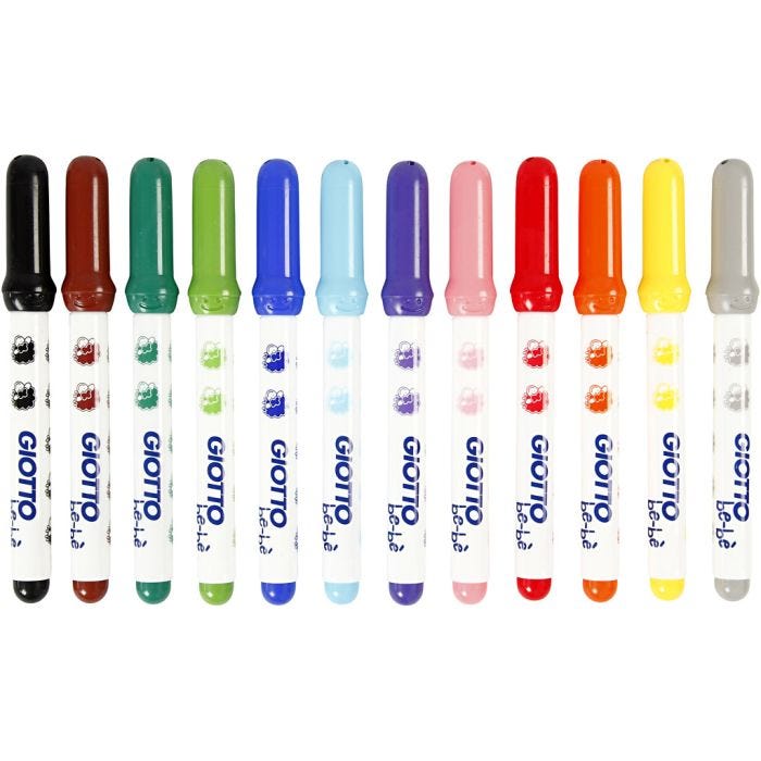 Tusj, dia. 5 mm, strek 1-3 mm, ass. farger, 12 stk./ 1 pk.