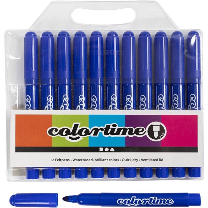 Colortime tusjer, strek 5 mm, blå, 12 stk./ 1 pk.