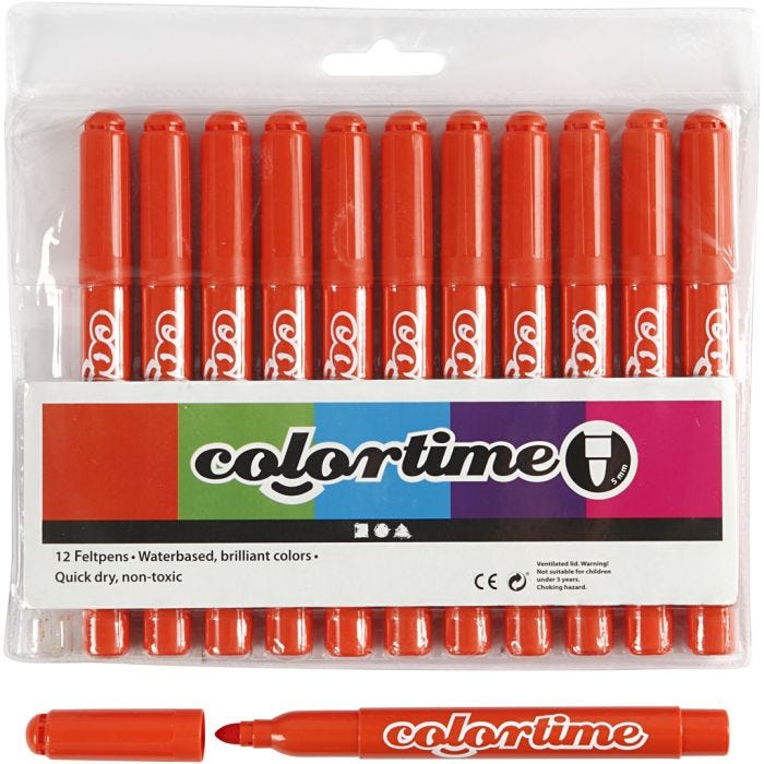 Colortime tusjer, strek 5 mm, mørk orange, 12 stk./ 1 pk.