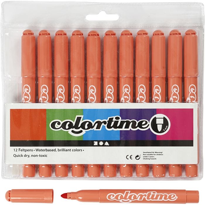 Colortime tusjer, strek 5 mm, mandarin, 12 stk./ 1 pk.