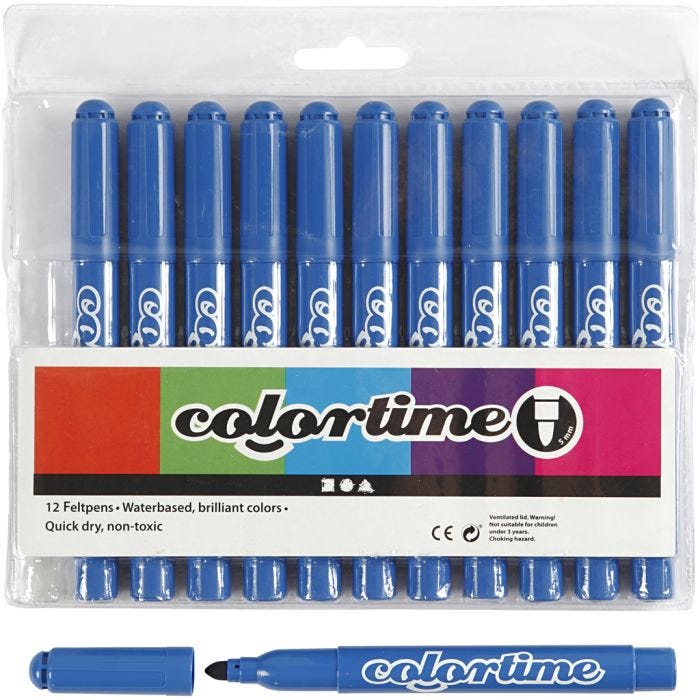 Colortime tusjer, strek 5 mm, azure, 12 stk./ 1 pk.