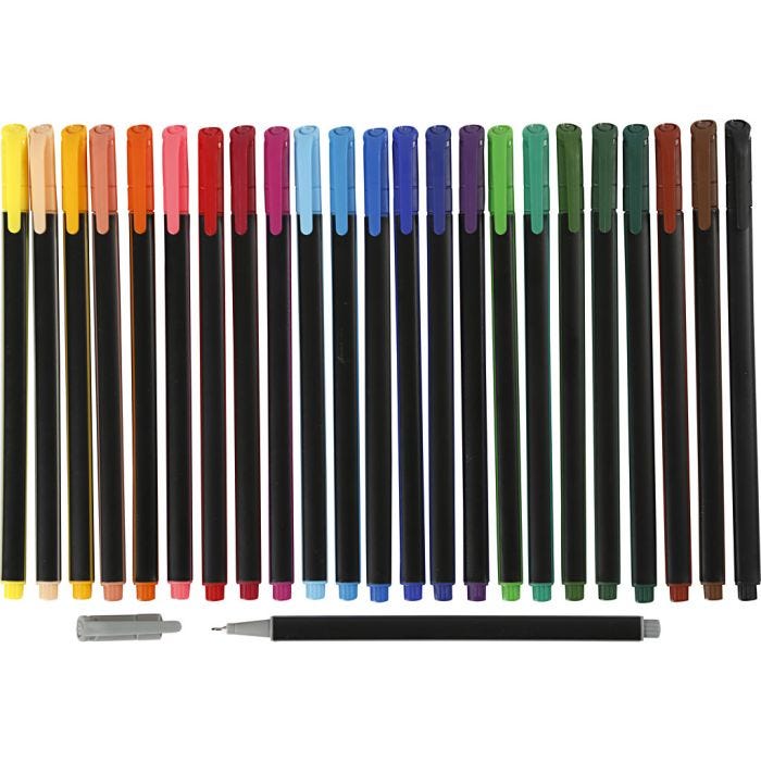 Colortime Fineliner-tusjer, strek 0,6-0,7 mm, ass. farger, 24 stk./ 1 pk.