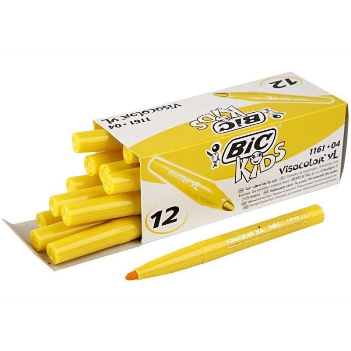 BIC Visa Color Tusj, strek 3 mm, gul, 12 stk./ 1 pk.