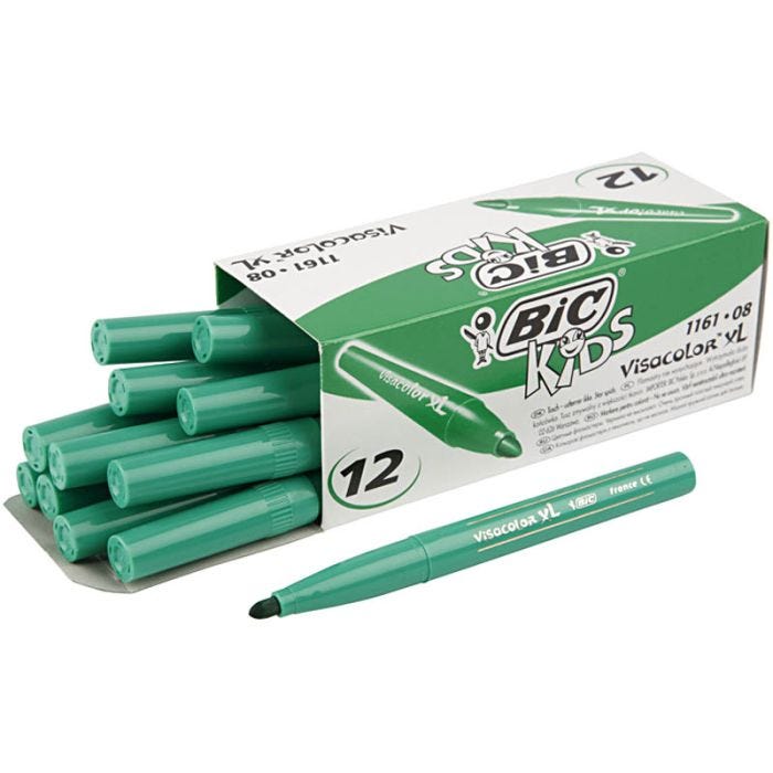 BIC Visa Color Tusj, strek 3 mm, mellomgrønn, 12 stk./ 1 pk.