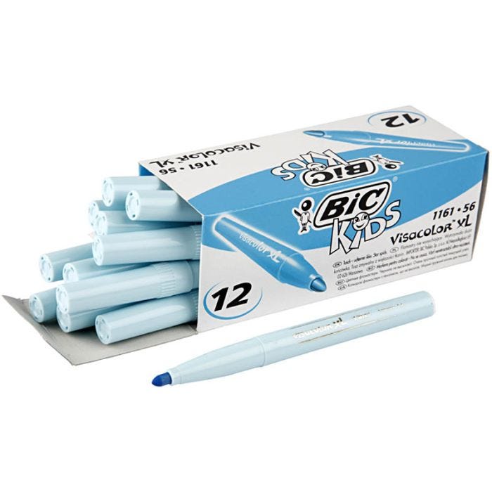 BIC Visa Color Tusj, strek 3 mm, lys blå, 12 stk./ 1 pk.