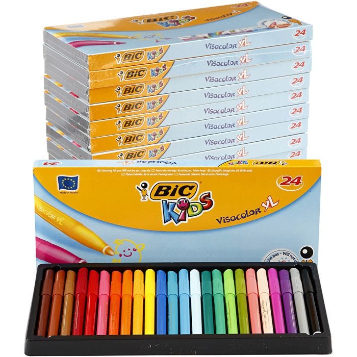 BIC Visa Color Tusj, strek 3 mm, ass. farger, 12x24 stk./ 1 pk.