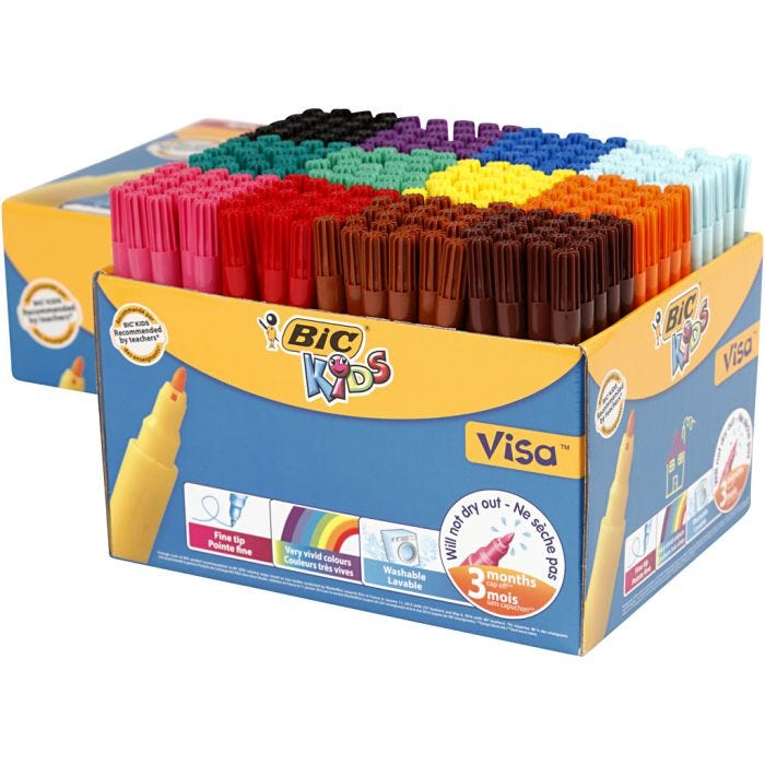 BIC Visa Fin Tusj, strek 1,6 mm, ass. farger, 12x24stk./ 1 pk.