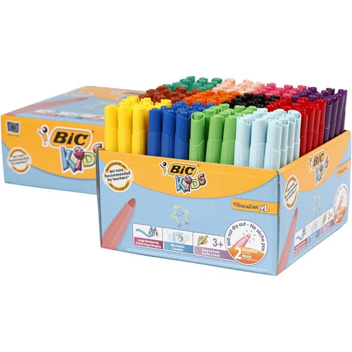 BIC Visa Color Tusj, strek 3 mm, ass. farger, 12x12 stk./ 1 pk.