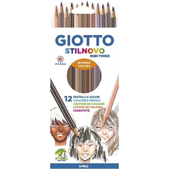 GIOTTO Stilnovo fargeblyanter, dia. 6,8 mm, strek 3,3 mm, skin colours, 12 stk./ 1 pk.