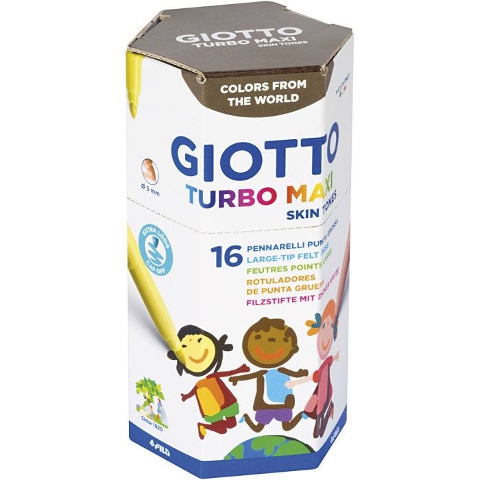 GIOTTO Turbo Maxi tusjer, dia. 5 mm, pudder nyanser, 16 stk./ 1 pk.