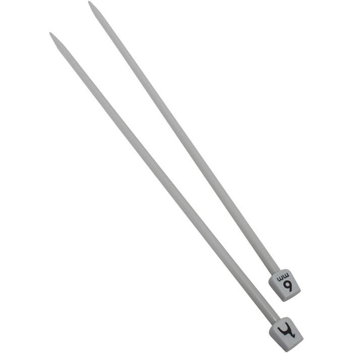Strikkepinner av plast, L: 30 cm, str. 6 mm, 2 stk./ 1 sett